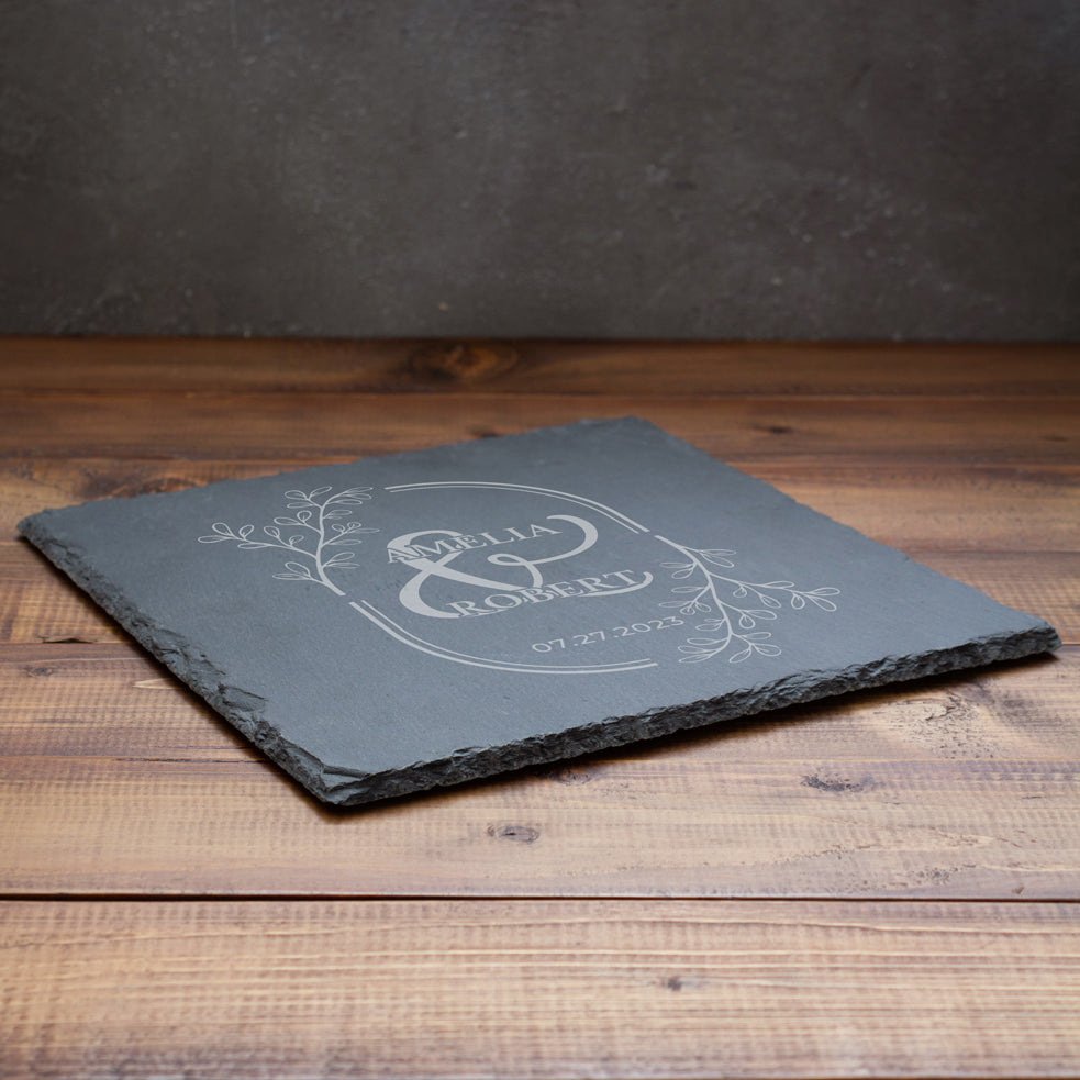 Couples Names Engraved Slate Drinks Coaster