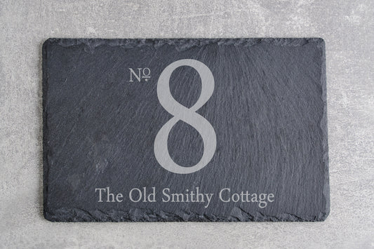 Engraved Slate House Number Sign