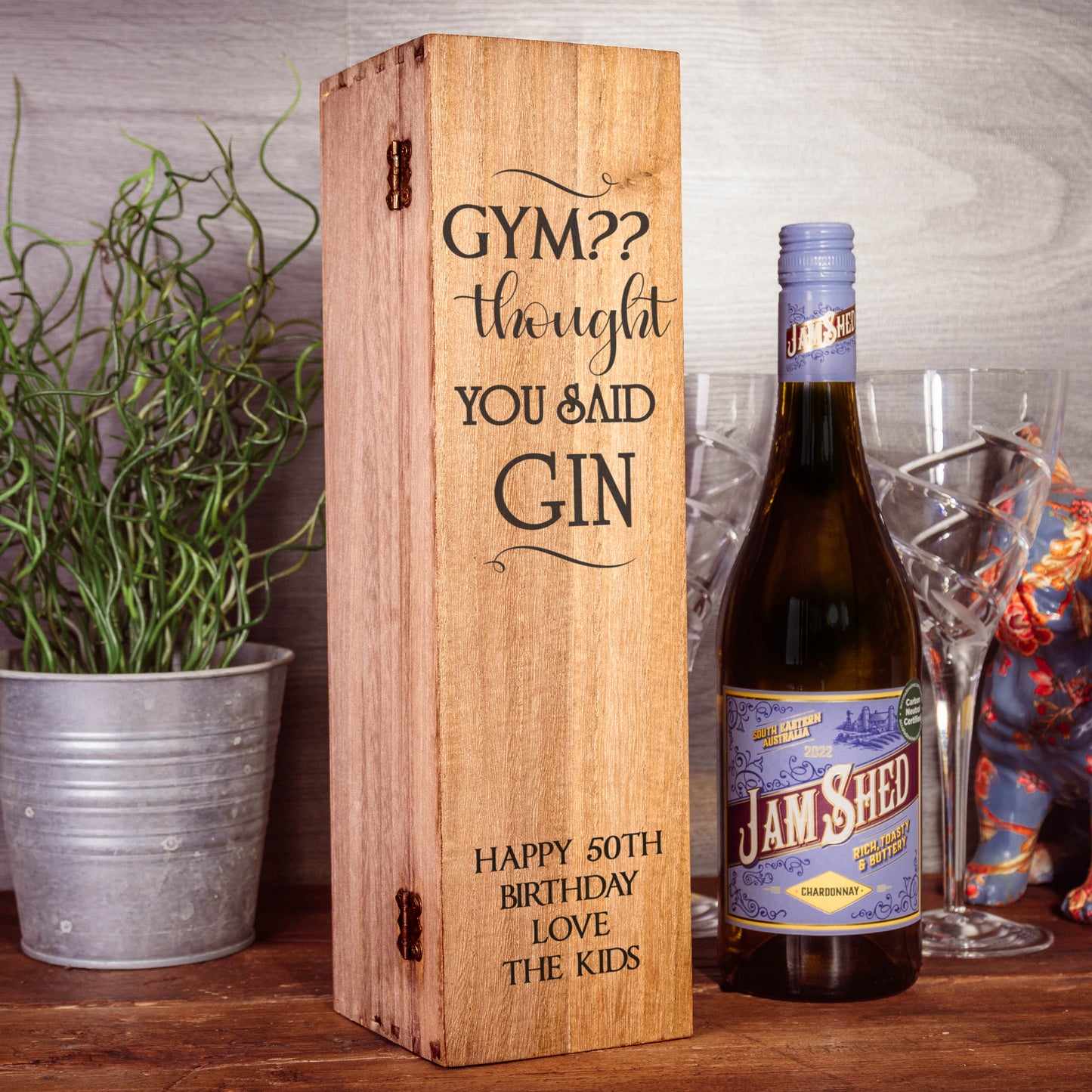 Laser Engraved Personalised Wine Bottle Box