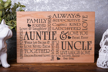 Aunt & Uncle Cross Laser Engraved Wood Board