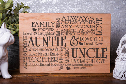 Aunt & Uncle Cross Personalised Laser Engraved Wood Board