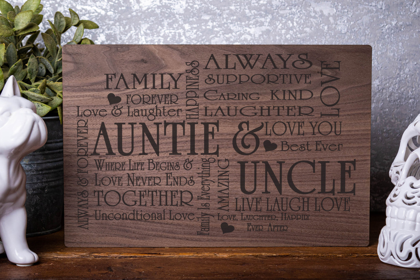 Aunt & Uncle Cross Laser Engraved Wood Board