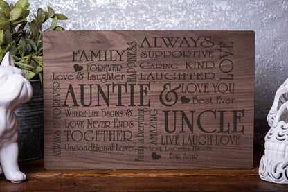 Aunt & Uncle Cross Laser Engraved Wood Board
