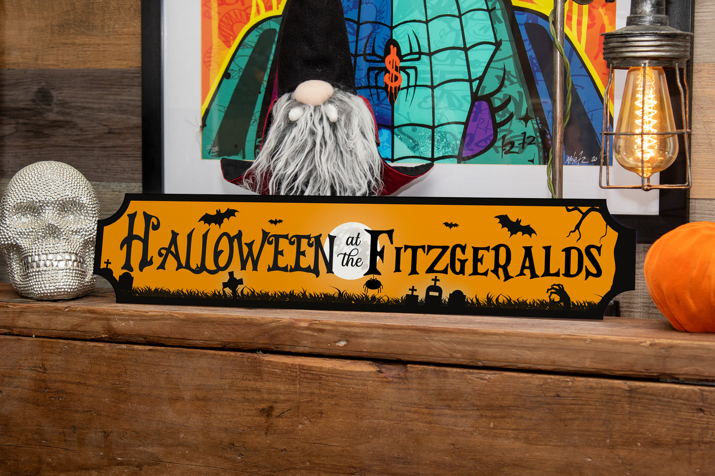 Personalised Halloween at The Family Railway Style Sign
