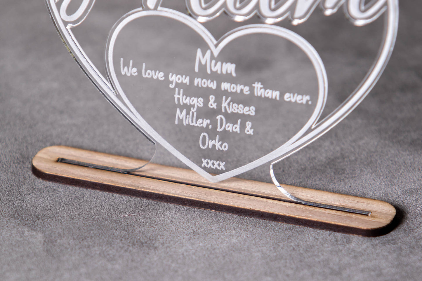 Mum Heart Shaped Laser Cut Acrylic Plaque